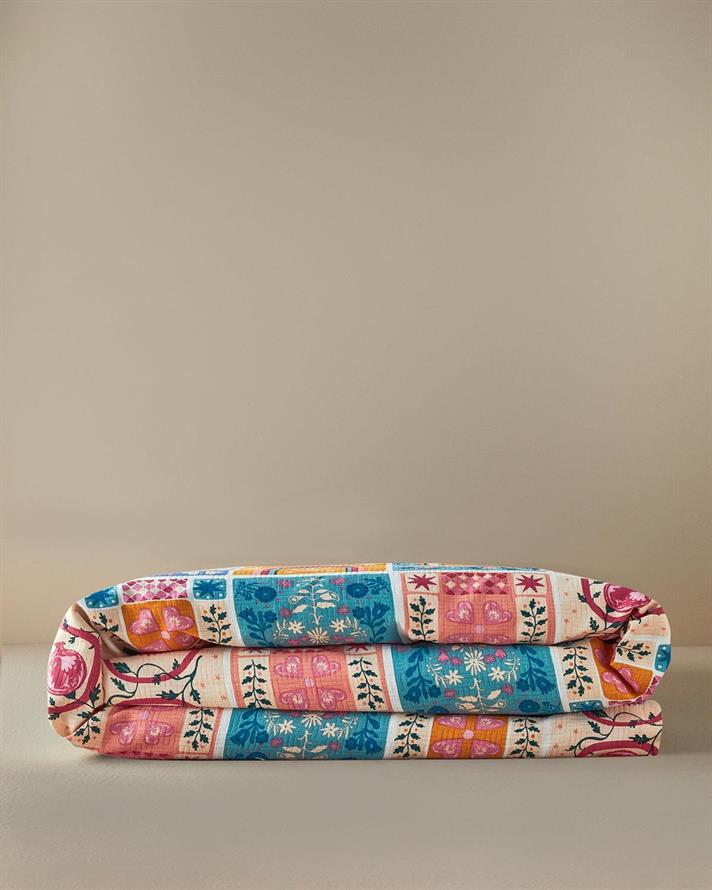 Patura subtire pentru o persoana, Patch Harmony, bumbac, 150x220 cm, roz