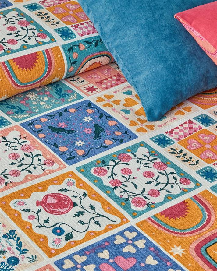 Patura subtire pentru o persoana, Patch Harmony, bumbac, 150x220 cm, roz