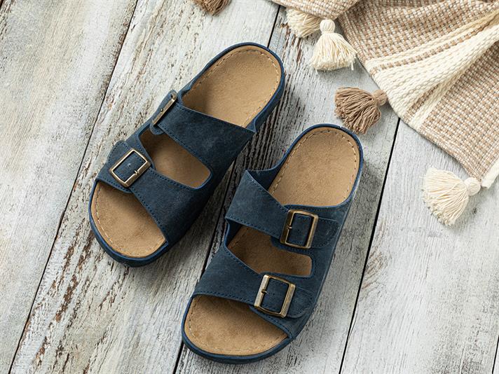 Pedro Artificial Leather Mens Sandals 42 Navy Blue