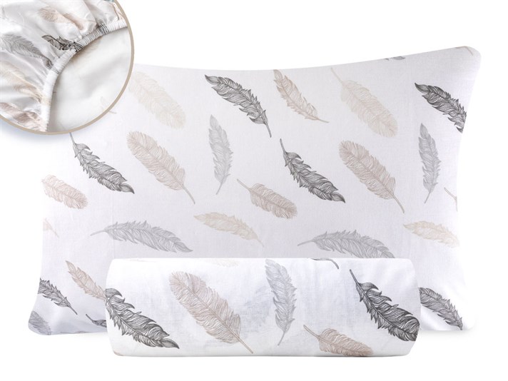 pene Bumbac For One Person  SET DE CEARȘAFURI E 100x200 cm Gray-Beige