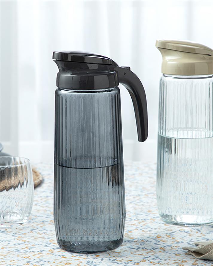 Brush Glass Water Bottle 1500 ml Dark Beige