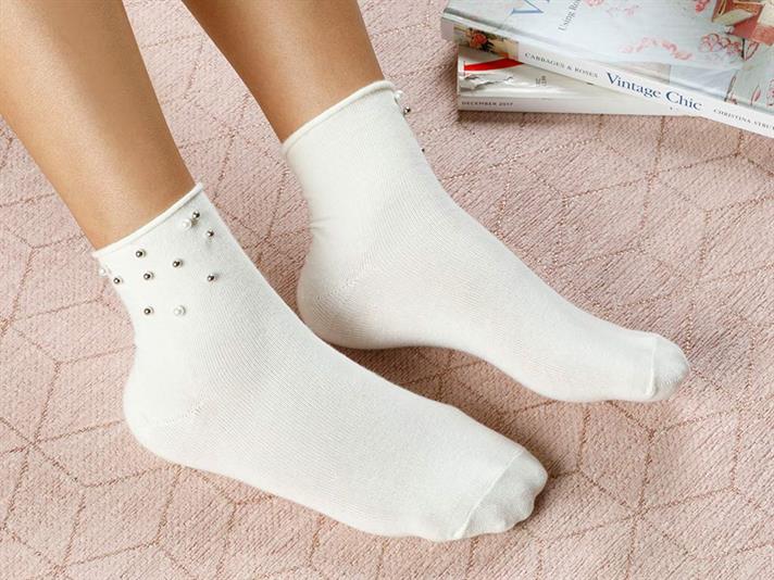 Pearl Cotton Socks Standart Ecru