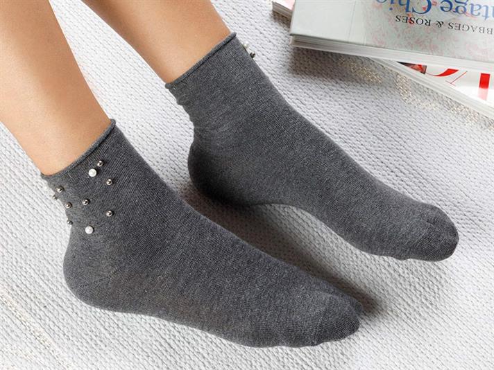 Pearl Cotton Socks Standart Gray