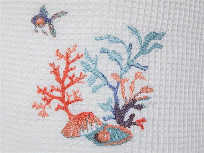 Perla de mare  Cu broderie Double Person  CUVERTURĂ 220x240 cm Albastru.