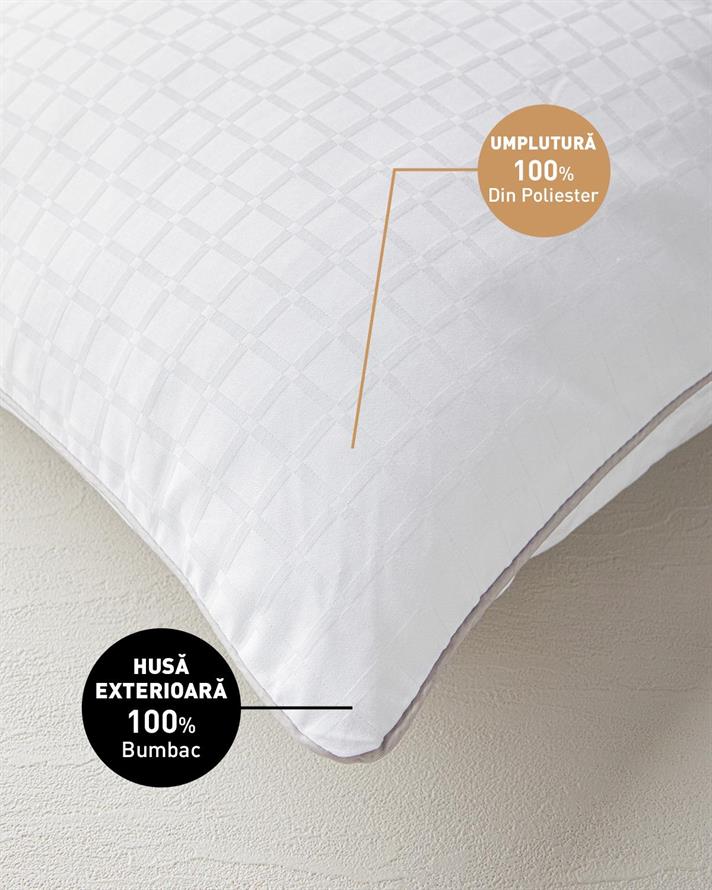 Pernă, Aura, bumbac cu umplutură tip biluțe din fibre de poliester siliconizat, 50x70 cm, gri