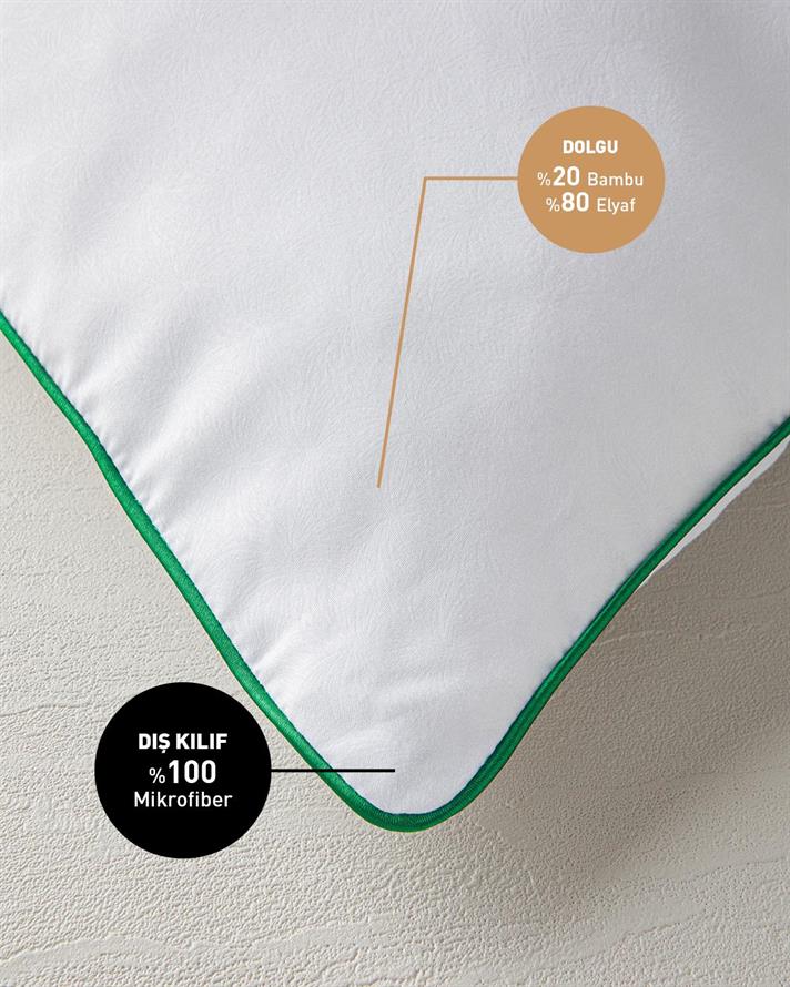 Pernă, BAMBOO BASIC, bambus cu umplutură din fibra siliconizata, 80x80 cm, alb
