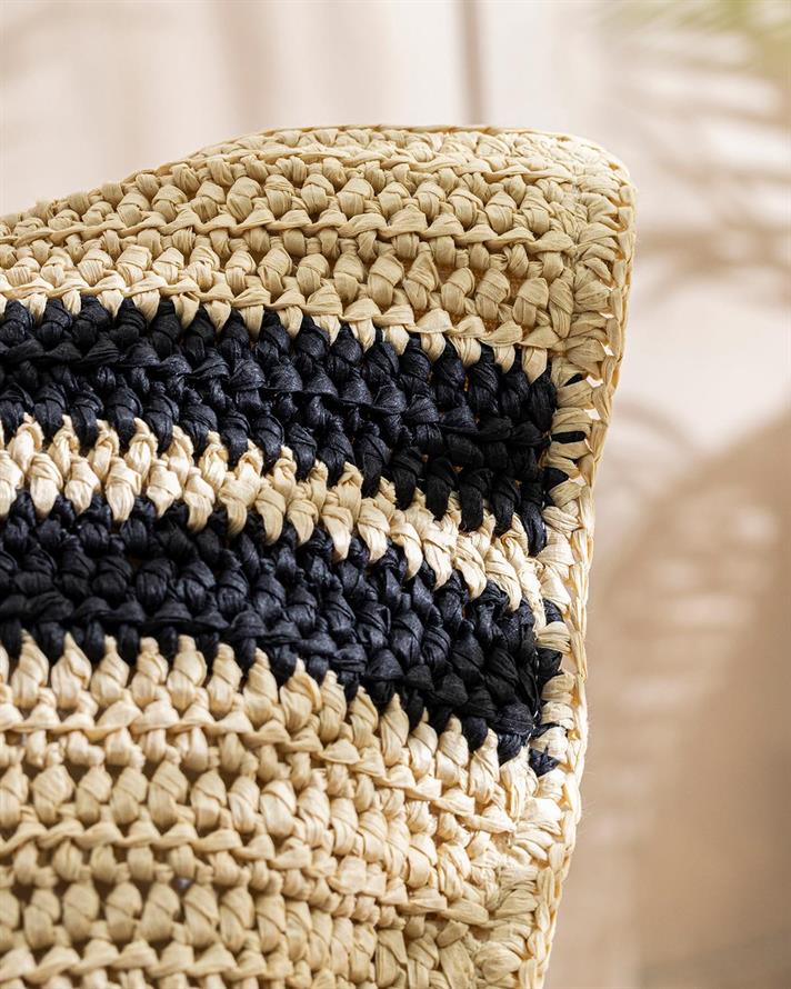 Angola Raffia Decorative Single Decorative Cushion 45x45 cm Natural - Black