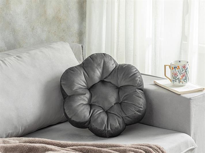 Blossom Velvet Decorative Cushion 40 cm Anthracite