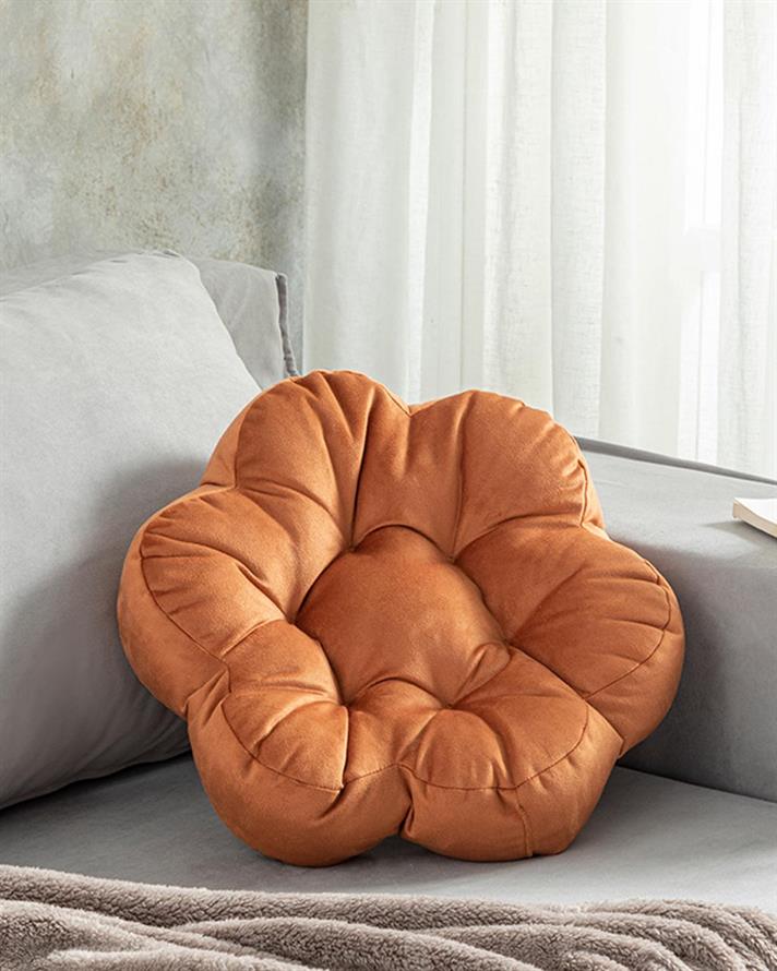 Blossom Velvet Decorative Cushion 40 cm Burnt Orange