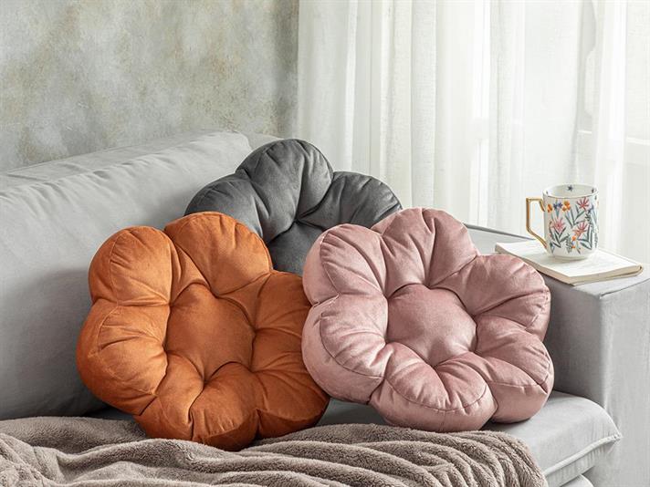 Blossom Velvet Decorative Cushion 40 cm Anthracite