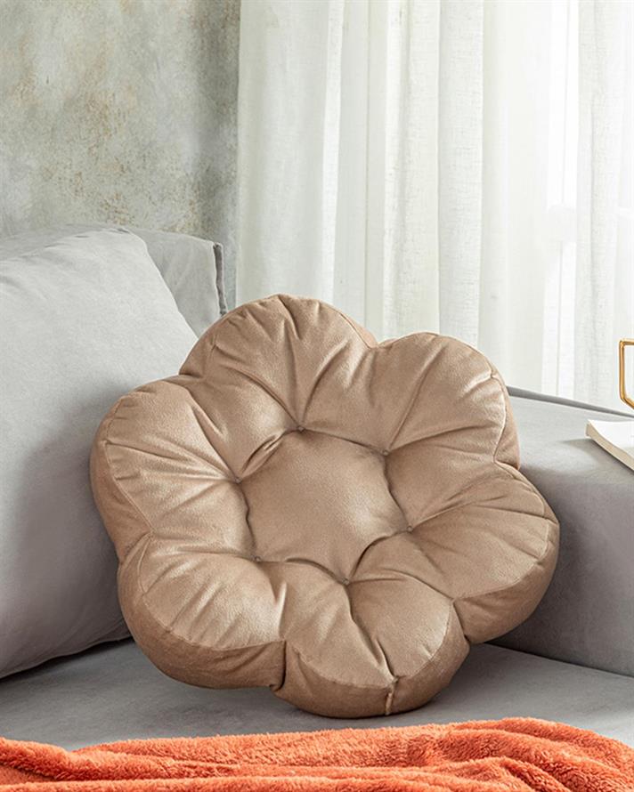 Blossom Velvet Decorative Cushion 40 cm Brown