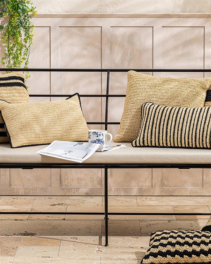 Pernă decorativă, Coco, rafie, 45x45 cm, natural