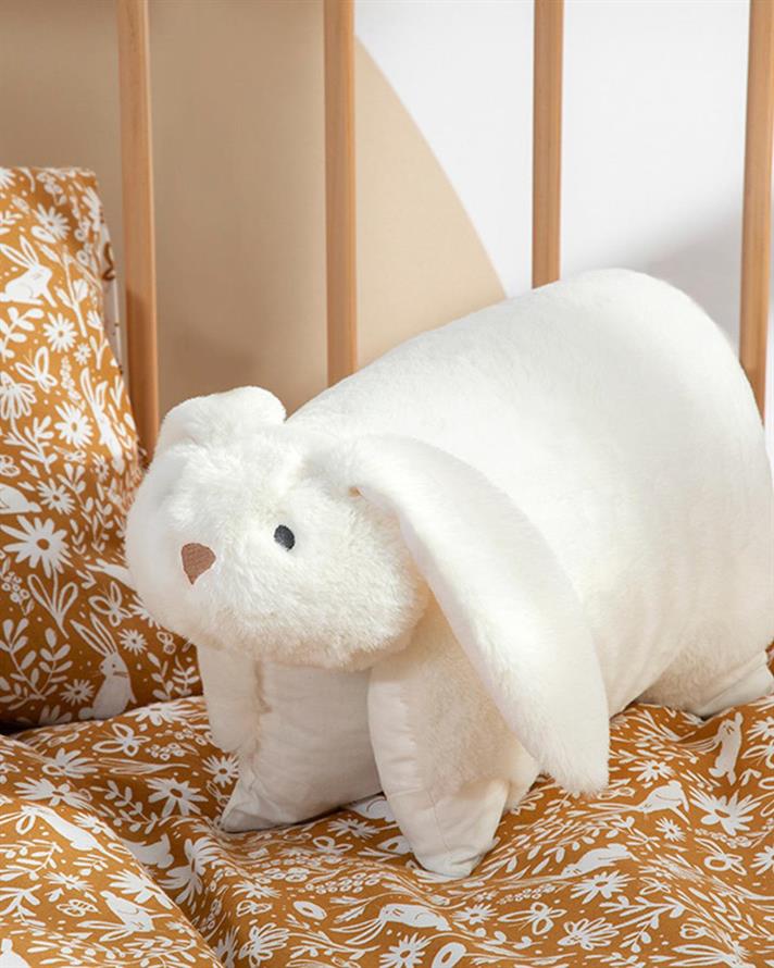 Pernă decorativă copii, Bunny, 36x40 cm, poliester, ecru