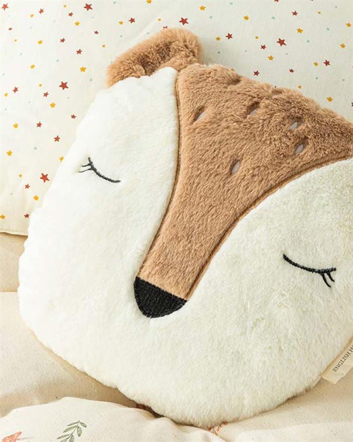 Pernă decorativă copii, Fox, 30x28, poliester, maro