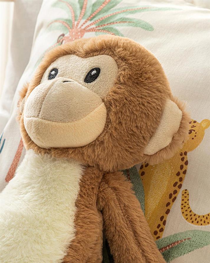 Pernă decorativă copii, Little Monkey, 35x15 cm, poliester, ecru