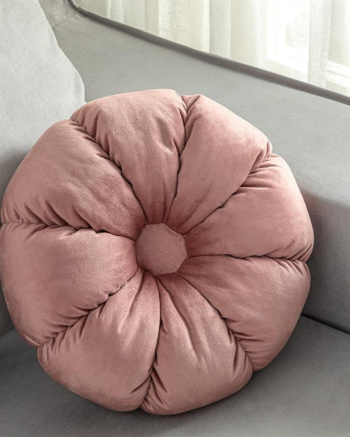 Daisy Velvet Decorative Cushion 40 cm Dark Rose Color