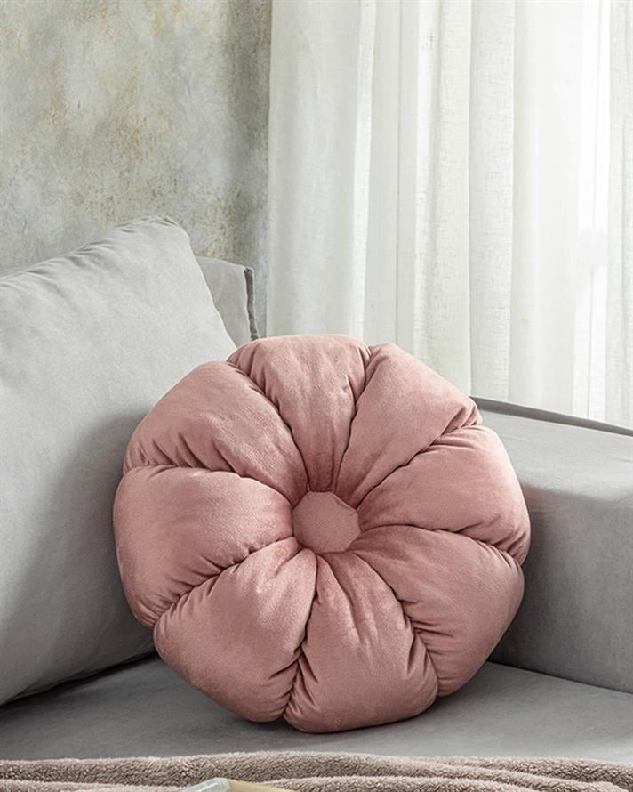 Daisy Velvet Decorative Cushion 40 cm Dark Rose Color