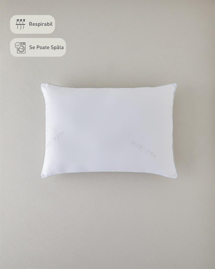 Pernă, Natural, microfibră cu umplutură din microgel, 50x70 cm, alb