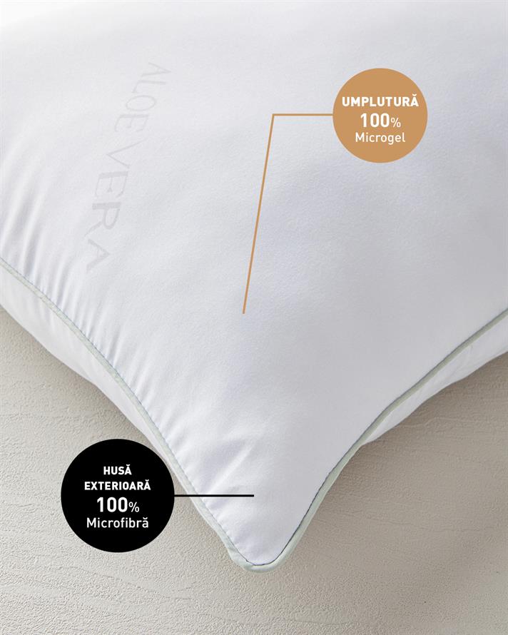 Pernă, Natural, microfibră cu umplutură din microgel, 50x70 cm, alb