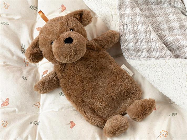 Pernă pentru apă caldă de copii, Cute Dogs, 750 ml, poliester, maro