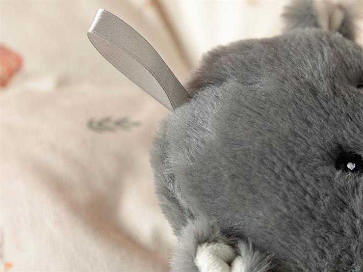 Pernă pentru apă caldă de copii, Hipopotam, 750 ml, poliester, gri