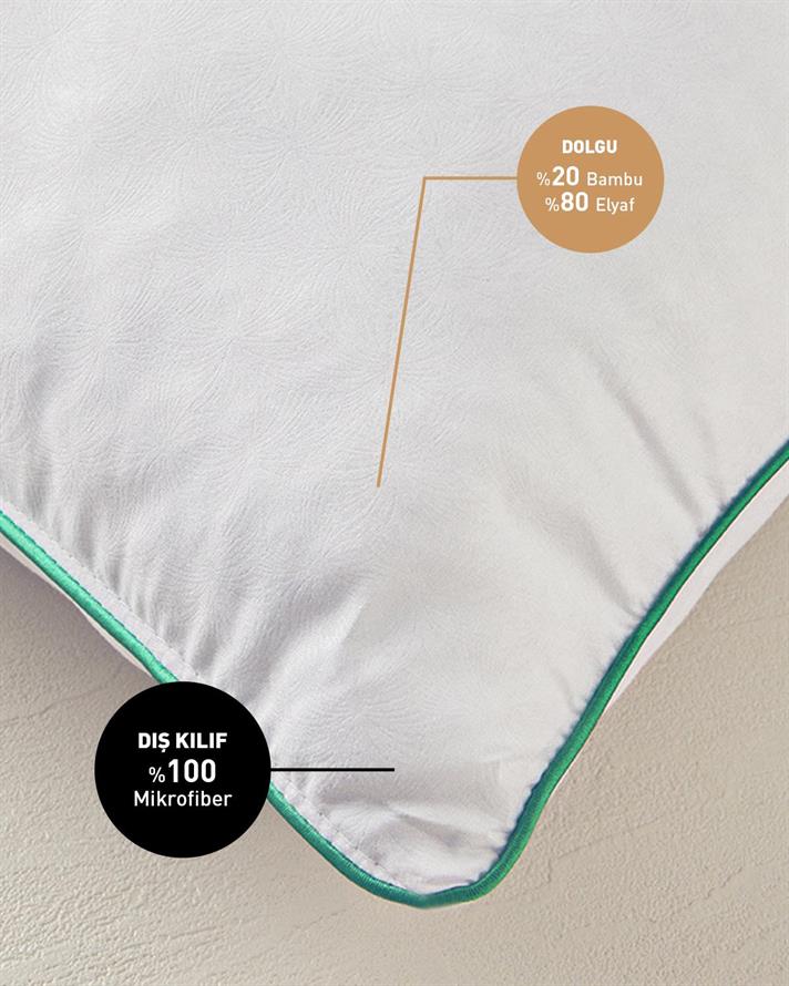 Pernă, Soft, bambus cu umplutură din fibra siliconizata, 50x70 cm, alb