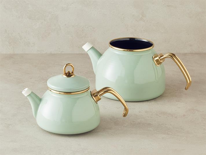 Perrone Aluminiu Ceainic 1,1 Litre + 2,3 Litre Verde Mentă deschis