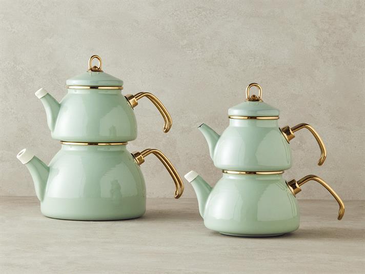 Perrone Aluminiu Ceainic 1,1 Litre + 2,3 Litre Verde Mentă deschis