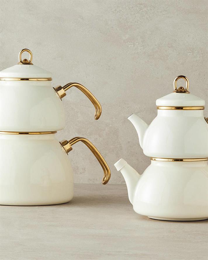 Perrone Email Ceainic 1.1 litru + 2.3 litru Crem.