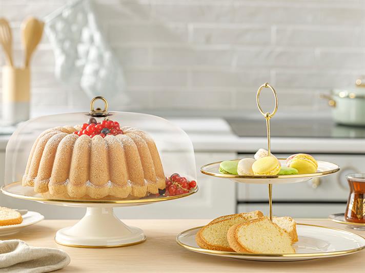 Perrone Emailat Stand Pentru Chec 30 Cm Alb.