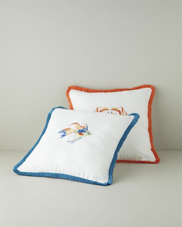 Pesce Brodat Pernuță Decorativă 45x45 cm Verde Ca Apa