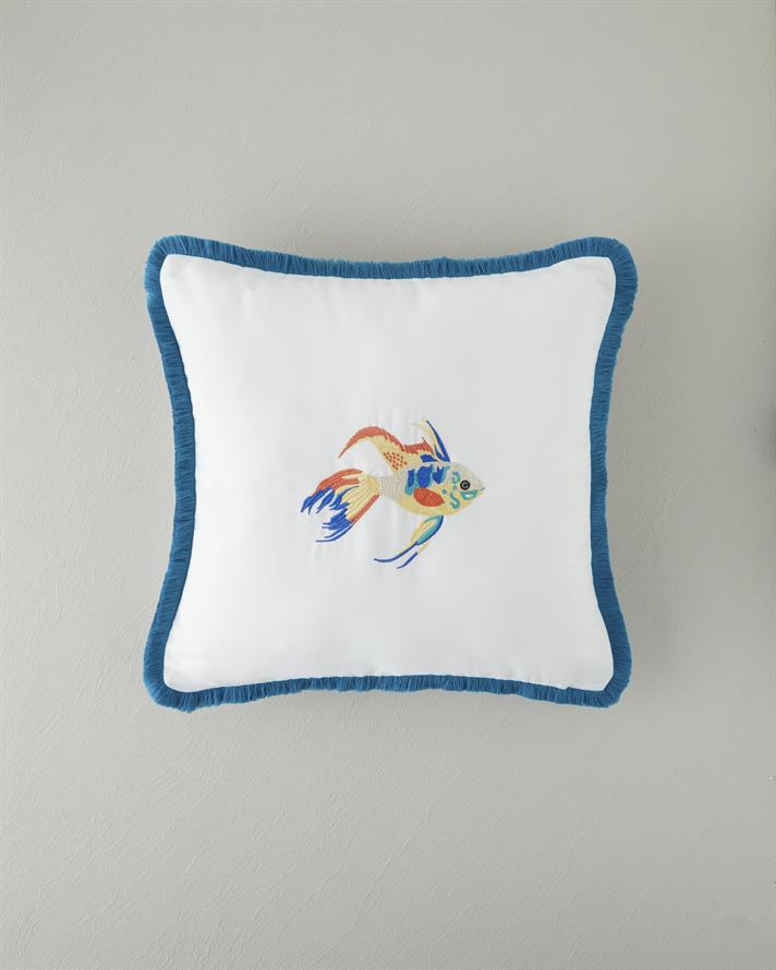 Pesce Brodat Pernuță Decorativă 45x45 cm Verde Ca Apa