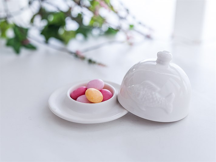 Fish Ceramic Bon Bon Dish . White