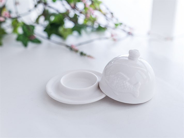 Fish Ceramic Bon Bon Dish . White