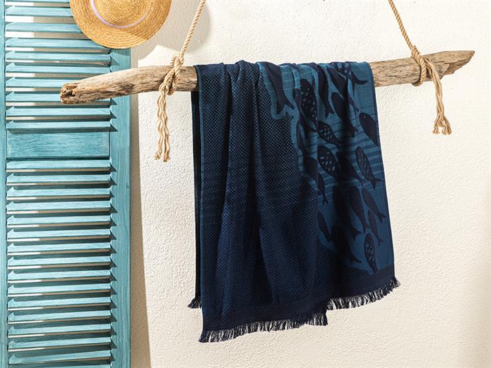 Pesti Mici Jacard Prosop De Plajă 70*150 Cm Albastru İnchis