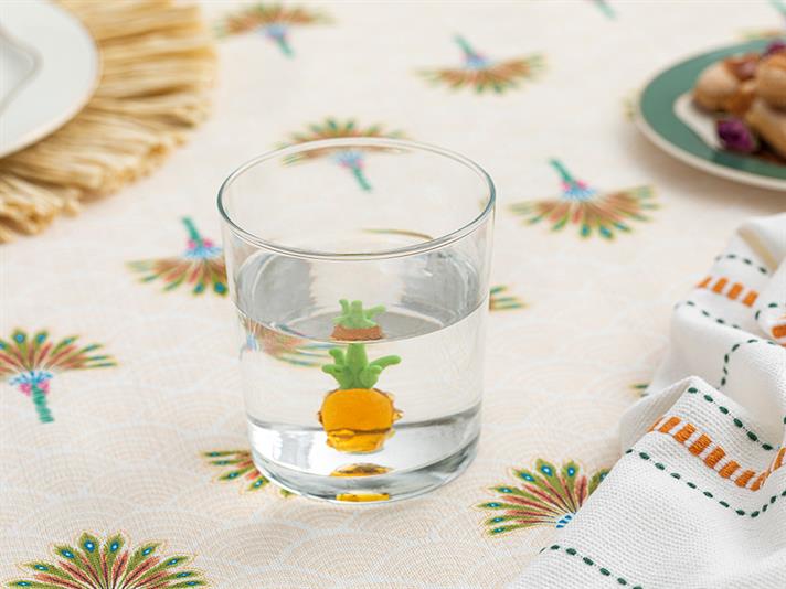 Pahar pentru băuturi răcoritoare, Pinapple, sticlă, 350 ml, portocaliu