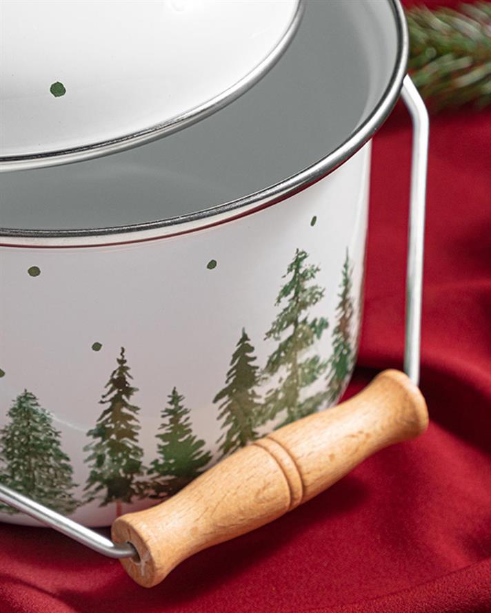 Pine Tree Forest Enamel Copper Bucket 2L Green