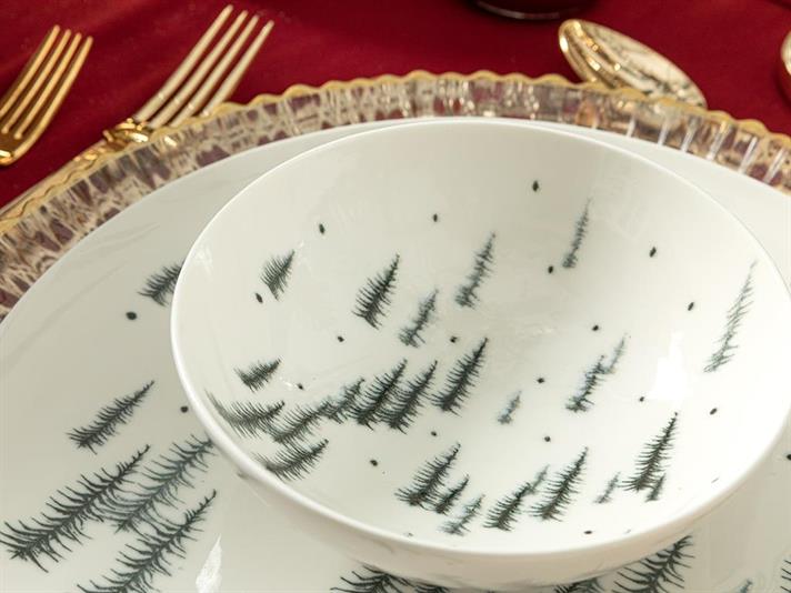 Pine Tree Forest bone porcelain Bowl 14 cm Koyu Yeşil