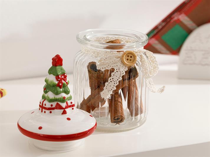 Pine Tree Glass Storage Jar 230 ml Transparent
