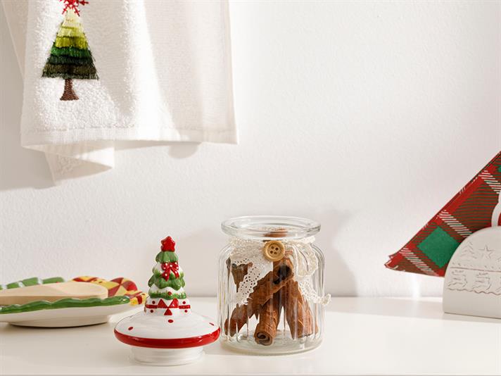 Pine Tree Glass Storage Jar 230 ml Transparent