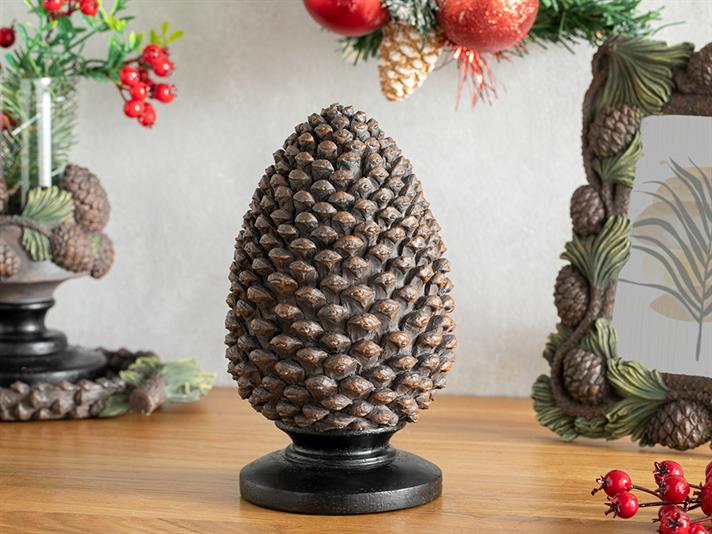 Figurină decorativă, Pinecone, polirăsină, 11,2x11,2x18,9 cm, maro