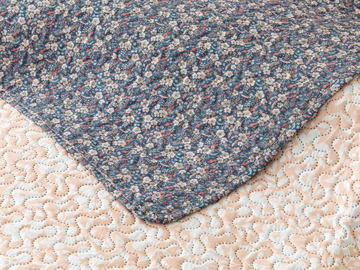 Pink Bliss Set Cuvertură De Pat Dublu, Multifuncțional, 200*220 Cm, Albastru-Maro