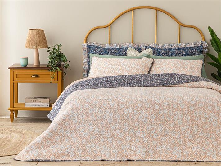 Pink Bliss Set Cuvertură De Pat Dublu, Multifuncțional, 200*220 Cm, Albastru-Maro