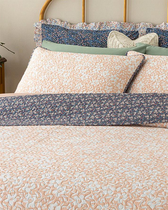 Pink Bliss Set Cuvertură De Pat King Size, Multifuncțional, 240*220 Cm, Albastru-Maro