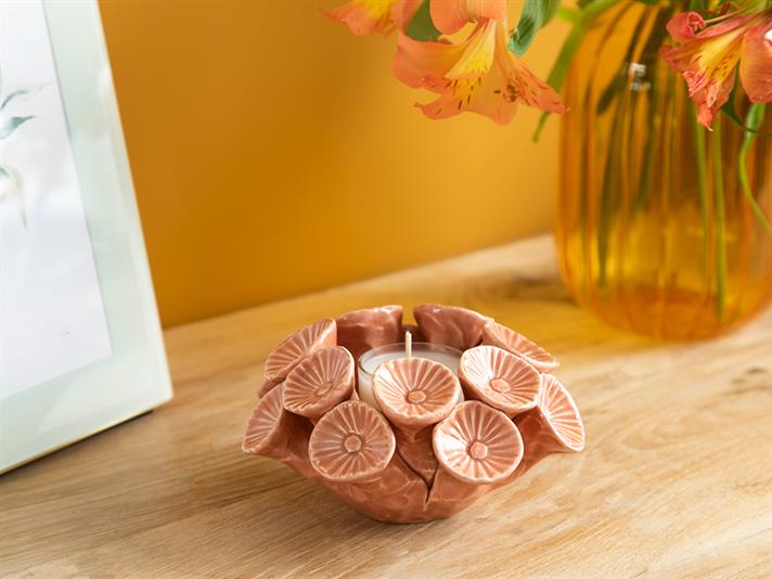 Obiect decorativ, Pink Flowers, dolomită, 12x11,8x6 cm, roz