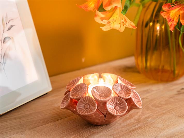 Obiect decorativ, Pink Flowers, dolomită, 12x11,8x6 cm, roz