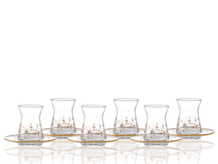 Pinky Rose Glass 6 pcs Tea Set 130 ml Transparent