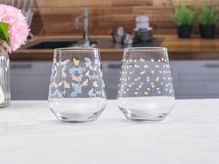 Pisici Lovers Pastel Glass  Cu 3  PAHAR PENTRU RĂCORI 425 ml Pink