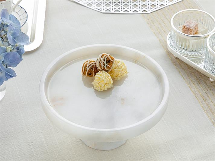 Platou cu picior pentru desert, Pixy, placat cu argint, 22 cm, argintiu