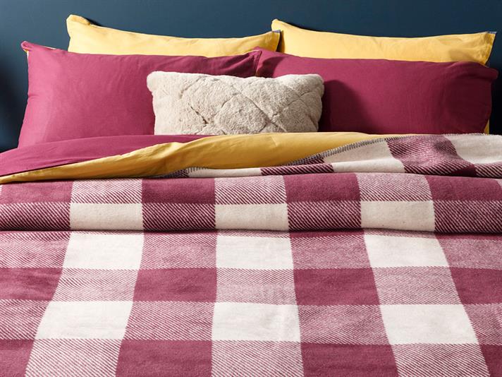 Plaid Cu Bumbac Single Pătură 150x200 cm Bej-Violet